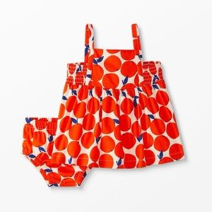 Hanna Andersson Tangerine Dream Baby Poplin Dress & Bloomer Set